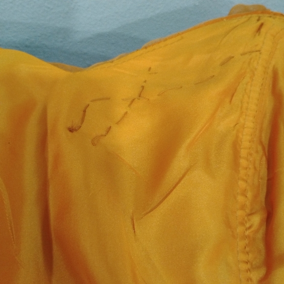 VINTAGE TANGERINE AND PUMPKIN SILK EVENING GOWN - Picture 12 of 15